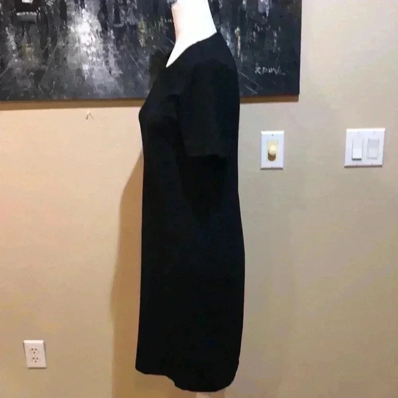 H&M Black Crew Neck Midi Bodycon Short Sleeved Dress-M - Picture 4 of 8